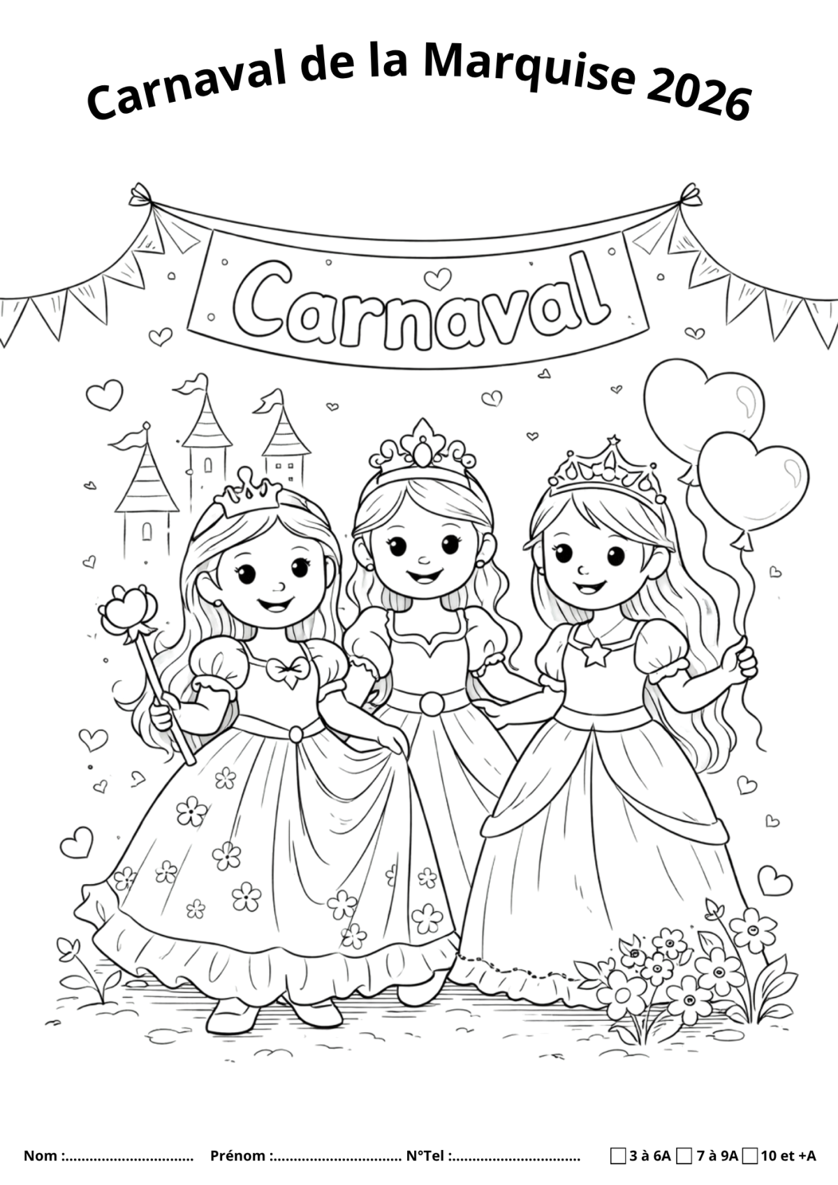 Dessin princesses Carnaval de la Marquise 2026