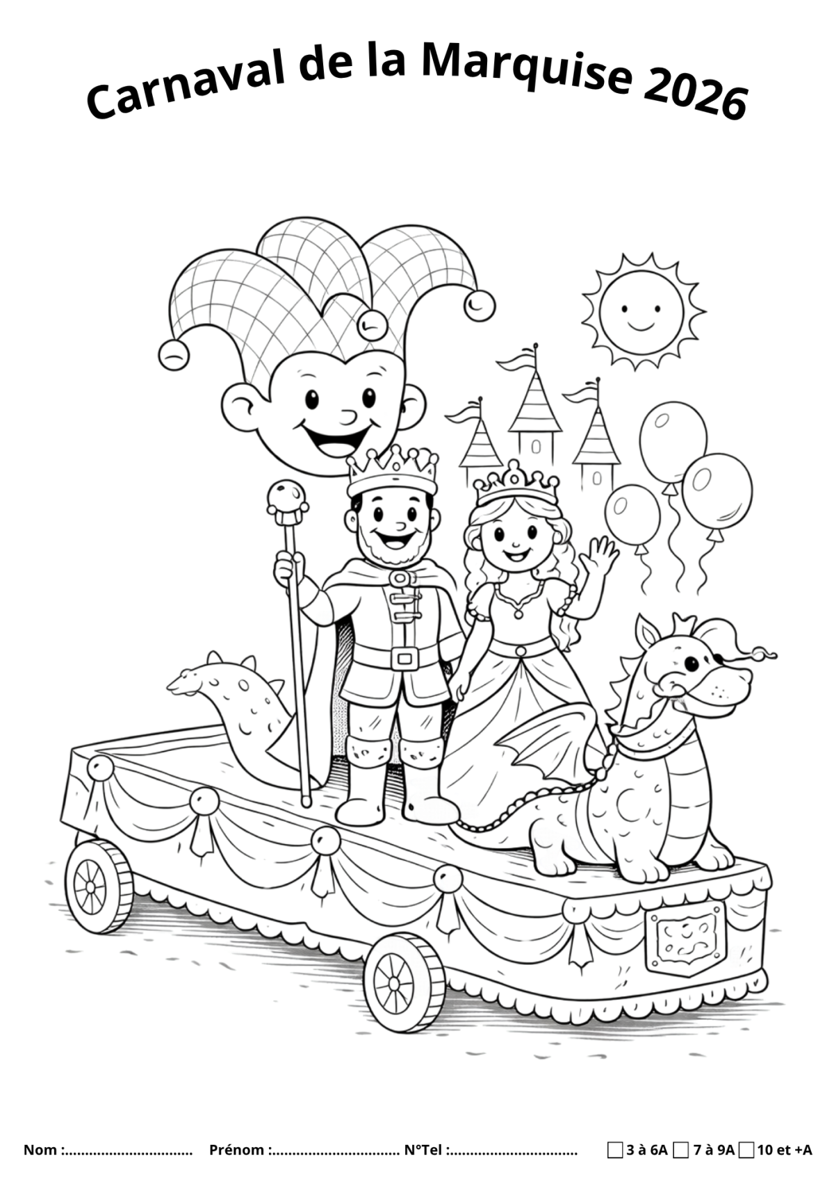 Dessin char Carnaval de la Marquise 2026