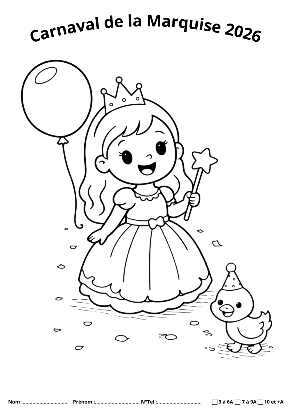 Dessin princesse Carnaval de la Marquise 2026